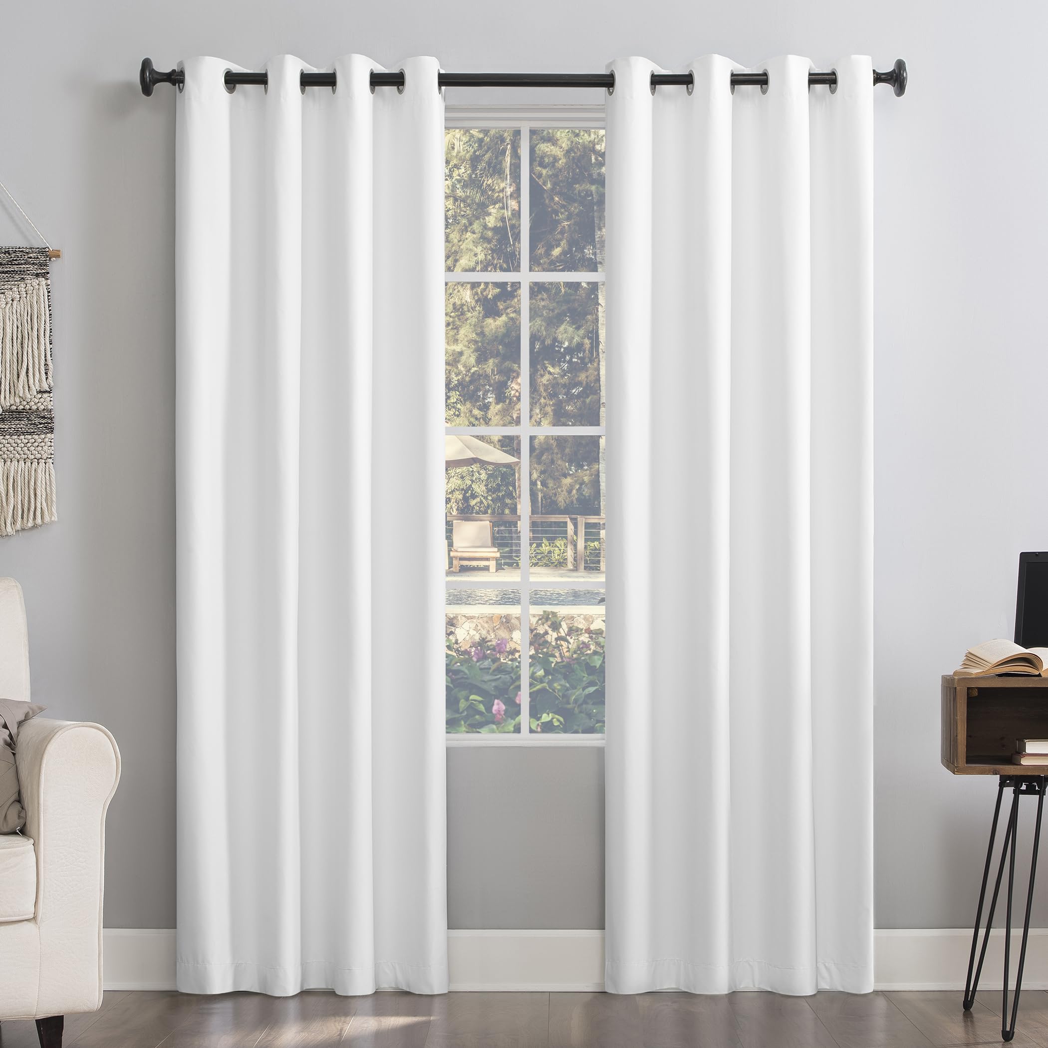 Sun Zero Columbia 2-Pack Thermal Energy Saving 100% Blackout Grommet Curtain Panel Pair, 50 x 95, White