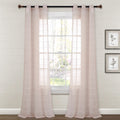 Lush Decor Farmhouse Textured Grommet Sheer Window Curtain Panel Pair, 38W x 84L, Blush