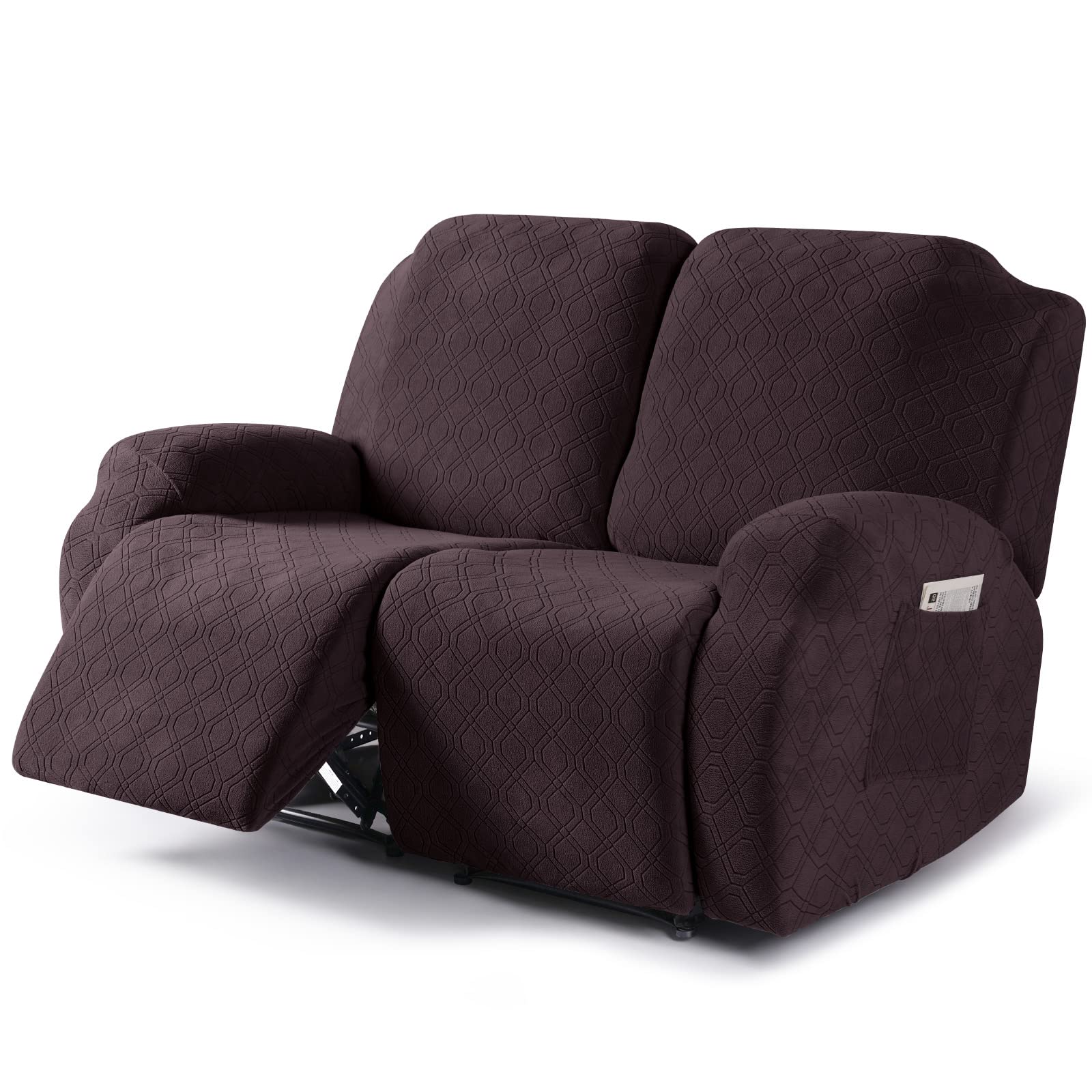 VANSOFY Recliner Cover, 2-Pieces Stretch Reclining Couch Cover with Pockets Loveseat Sofa Slipcovers Soft Washable Furniture Pro