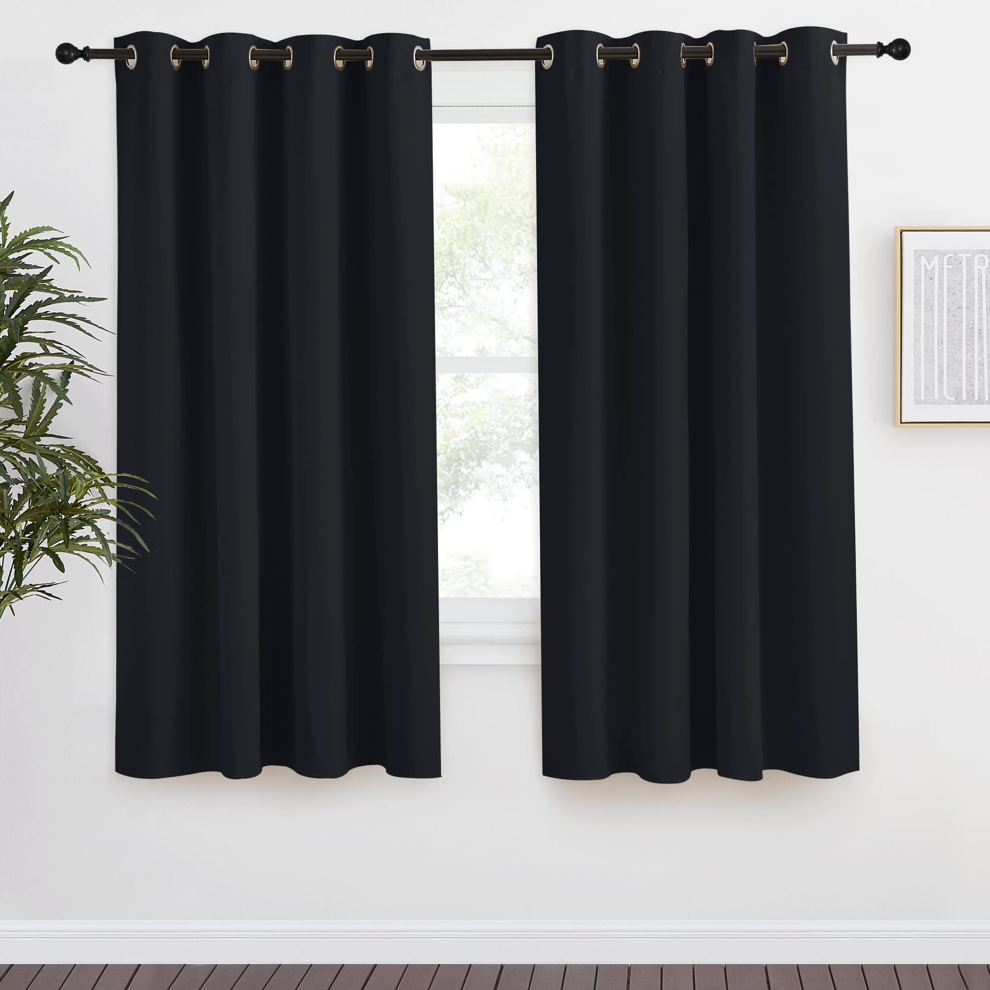 NICETOWN Halloween Black Blackout Curtain 68 inch Length, W55 x L68 Inch, 8 Grommets Top, 1 Piece, Thermal Insulated Modern Wind