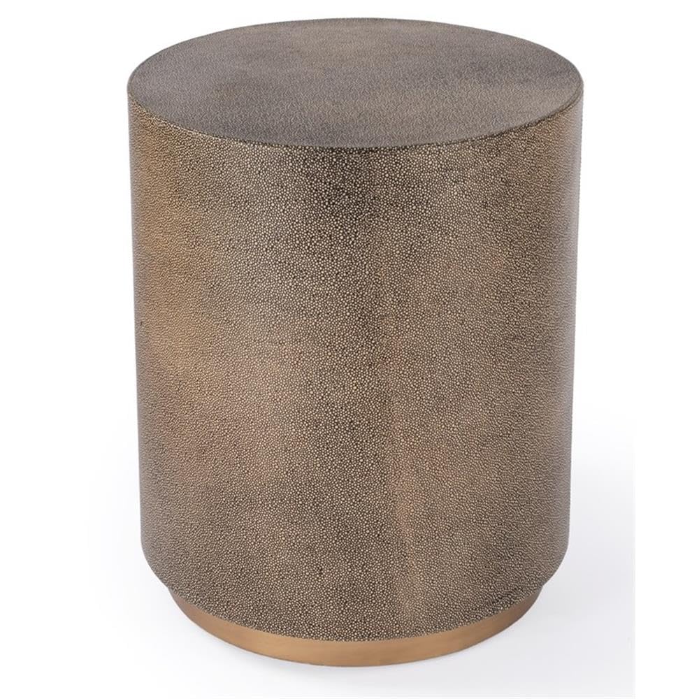Butler Specialty Modern Olenka Round Leather Accent Table in Gold