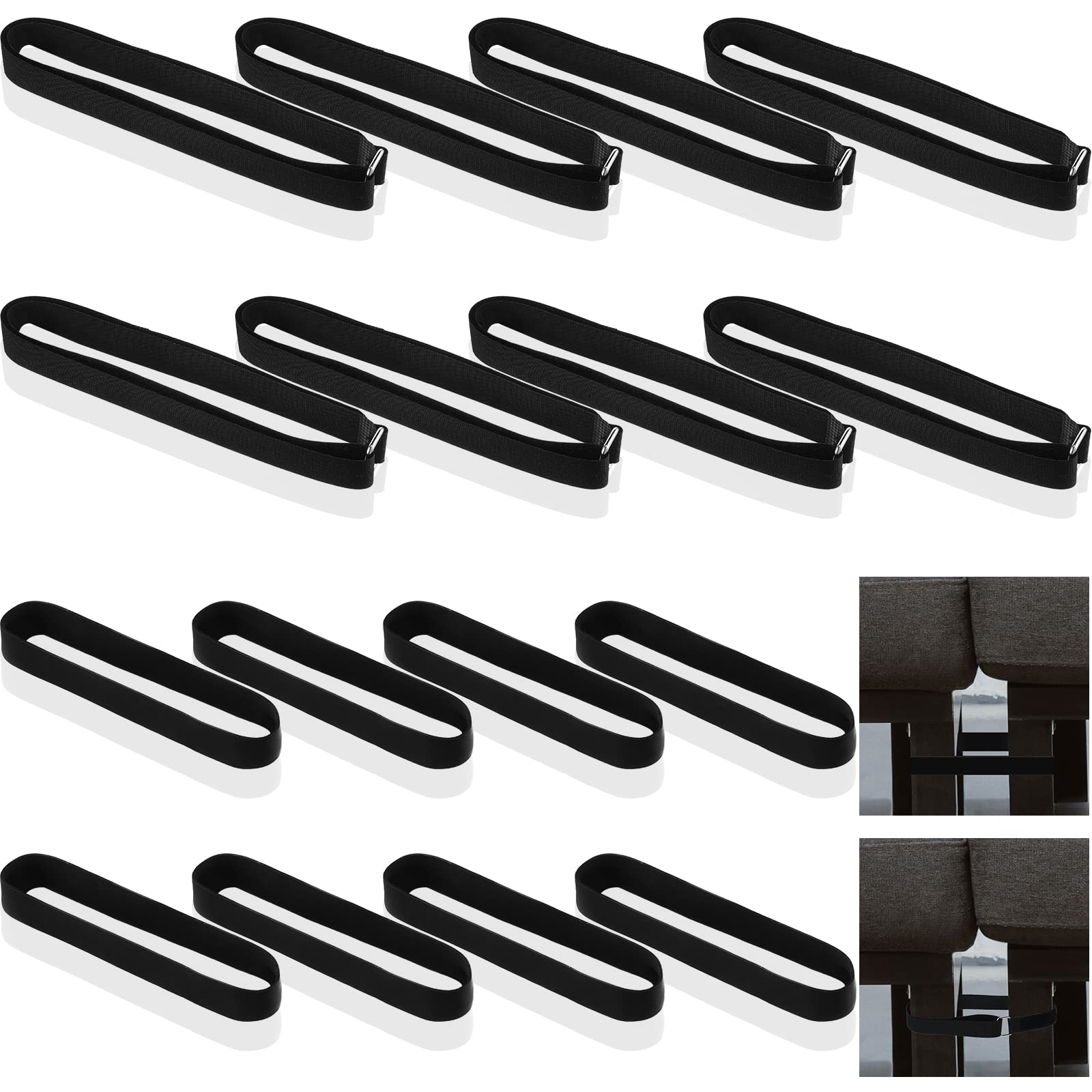 16 Pieces Rubber Couch Sectional Connectors Non Slip Sectional Sofa Locks with Hook and Loop Cinch Clips Innovative Double Couch