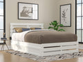 AFI Oxford Queen Size Platform Bed with Footboard & Twin XL Trundle in White