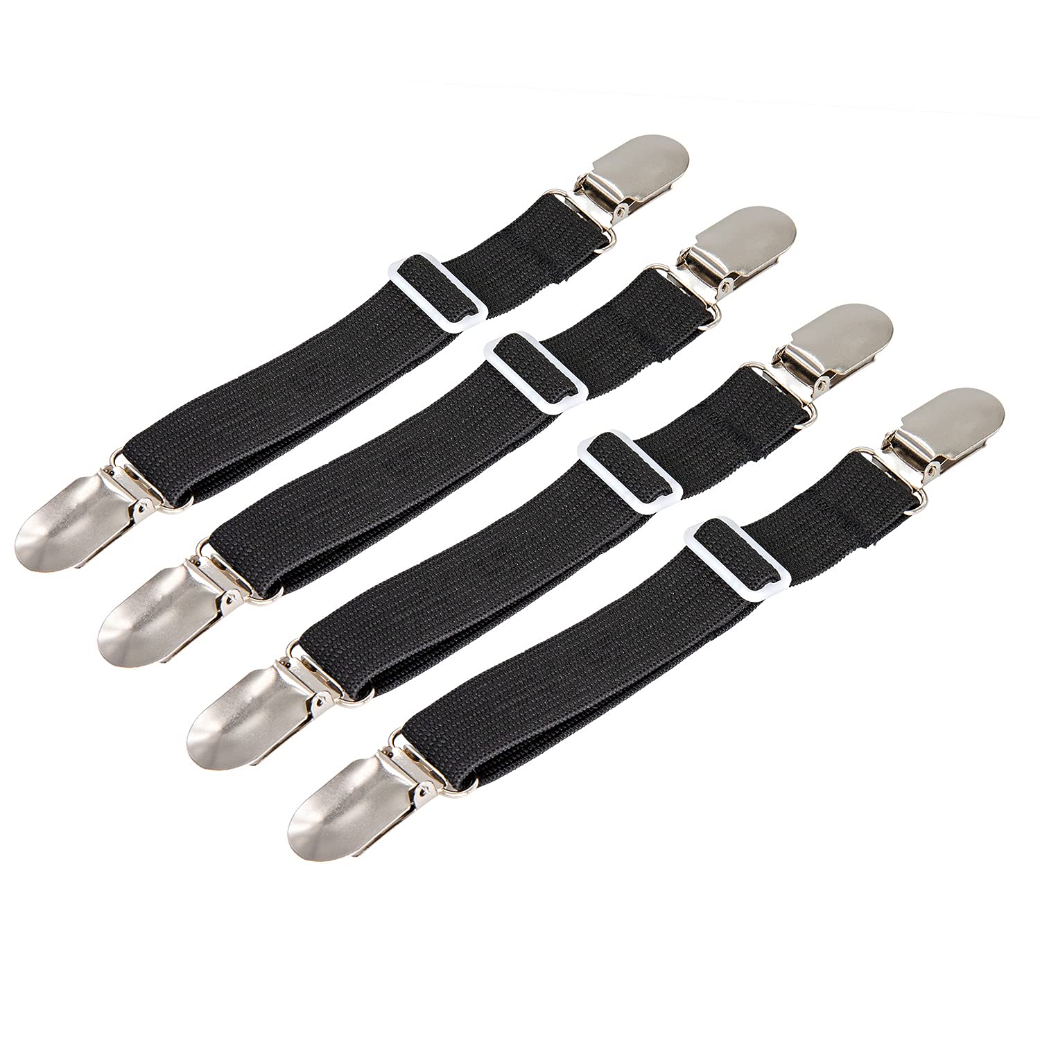 BetyBedy 4Pcs Adjustable Bed Sheet Fasteners Suspenders, Elastic Sheet Band Straps Clips, Cover Grippers Suspenders Holder for M
