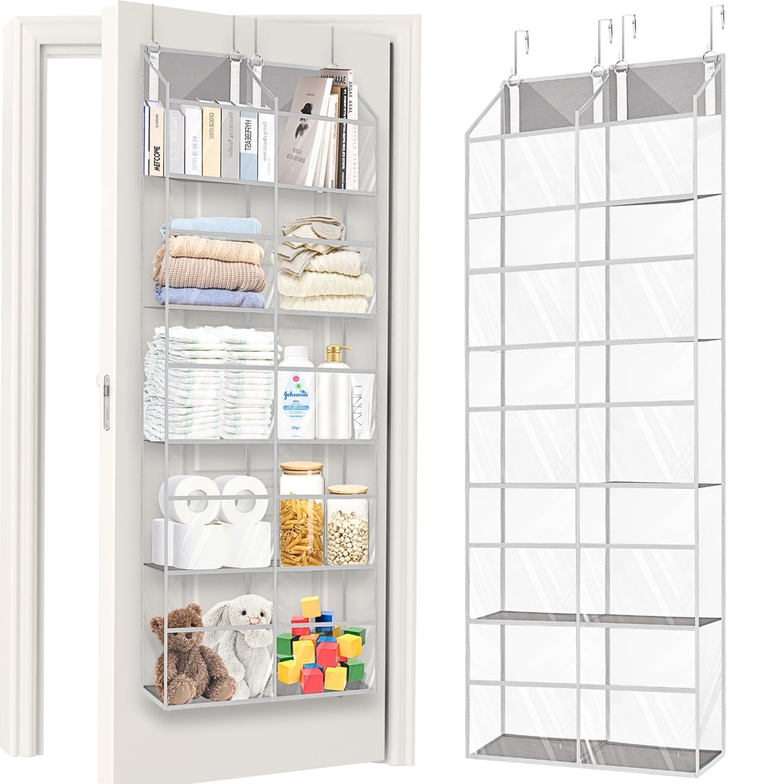 Over the Door Organizer 5 Tiers,Extra Large Behind Door Storage of 10 Compartments,50 lbs Weight Capacity Over the Door Storage,