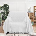 MEETSKY White Couch Cover Sofa Covers Slipcover for Loveseat Recliner Chair Futon, Washable Protector Thick Breathable Fabric, L