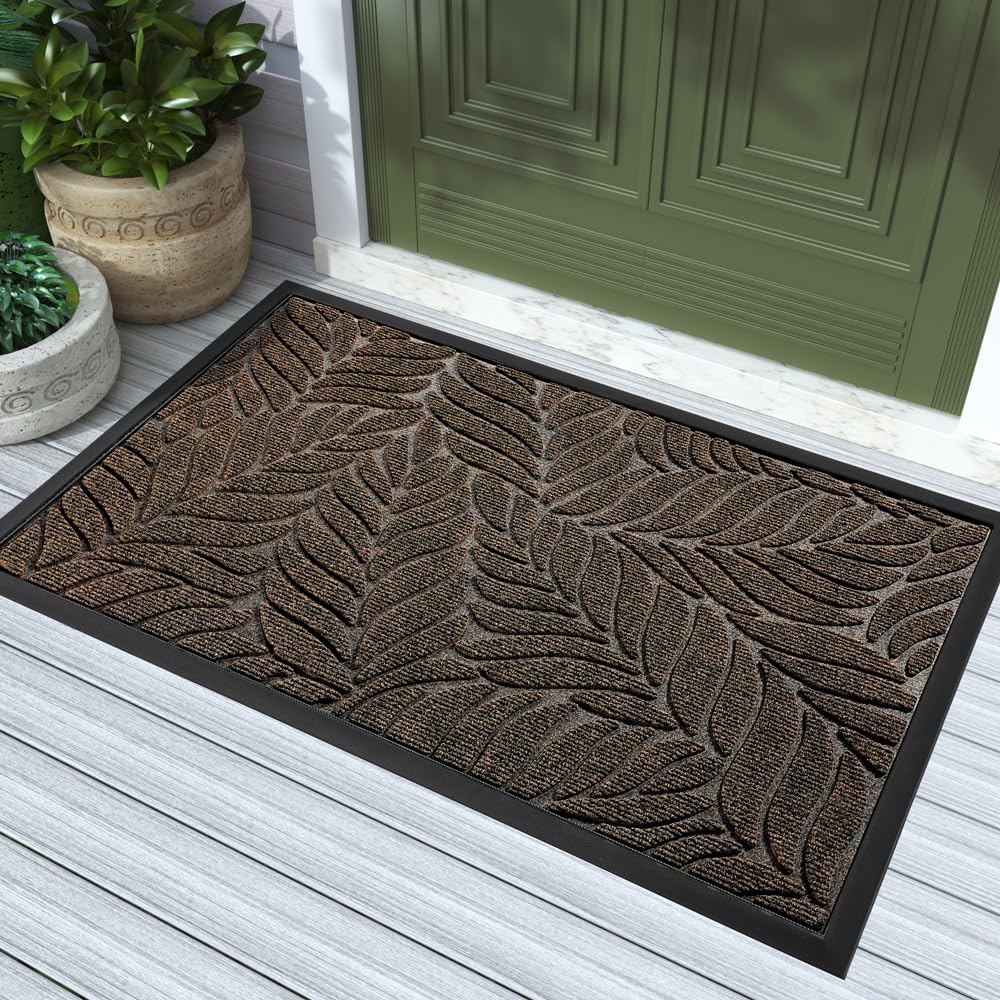 Yimobra Sturdy Door Mat, Heavy Duty Front Welcome Mats for Home Entrance Outdoor Indoor, Doormat for Outside Back Patio Floor En