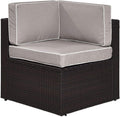 Crosley Furniture Palm Harbor Corner Outdoor Sectional Chair, Wicker Patio Chairs for Porch, Deck, Backyard, Brown with Gray Cus