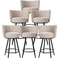 HONIFUR Bar Stools Set of 6, 27  Tufted Modern Counter Height Bar stools, Upholstered Barstools with Back & Footrest Metal Legs,