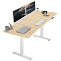 VIVO Electric Height Adjustable 71 x 30 inch Memory Stand Up Desk, Light Wood Table Top, White Frame, Standing Workstation with 