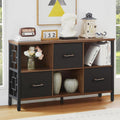 HOMISSUE 6 Cube Storage Organizer Shelf, Rustic Short Bookshelf with 3 Storage Bins, Industrial Horizontal Bookshelf with Metal 