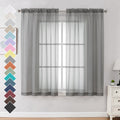 OVZME 2 Panels Sheer Curtains 63 Inches Long Rod Pocket Light Weight Soft Voile Drapes Curtains for Basement Bathroom Bedroom Li