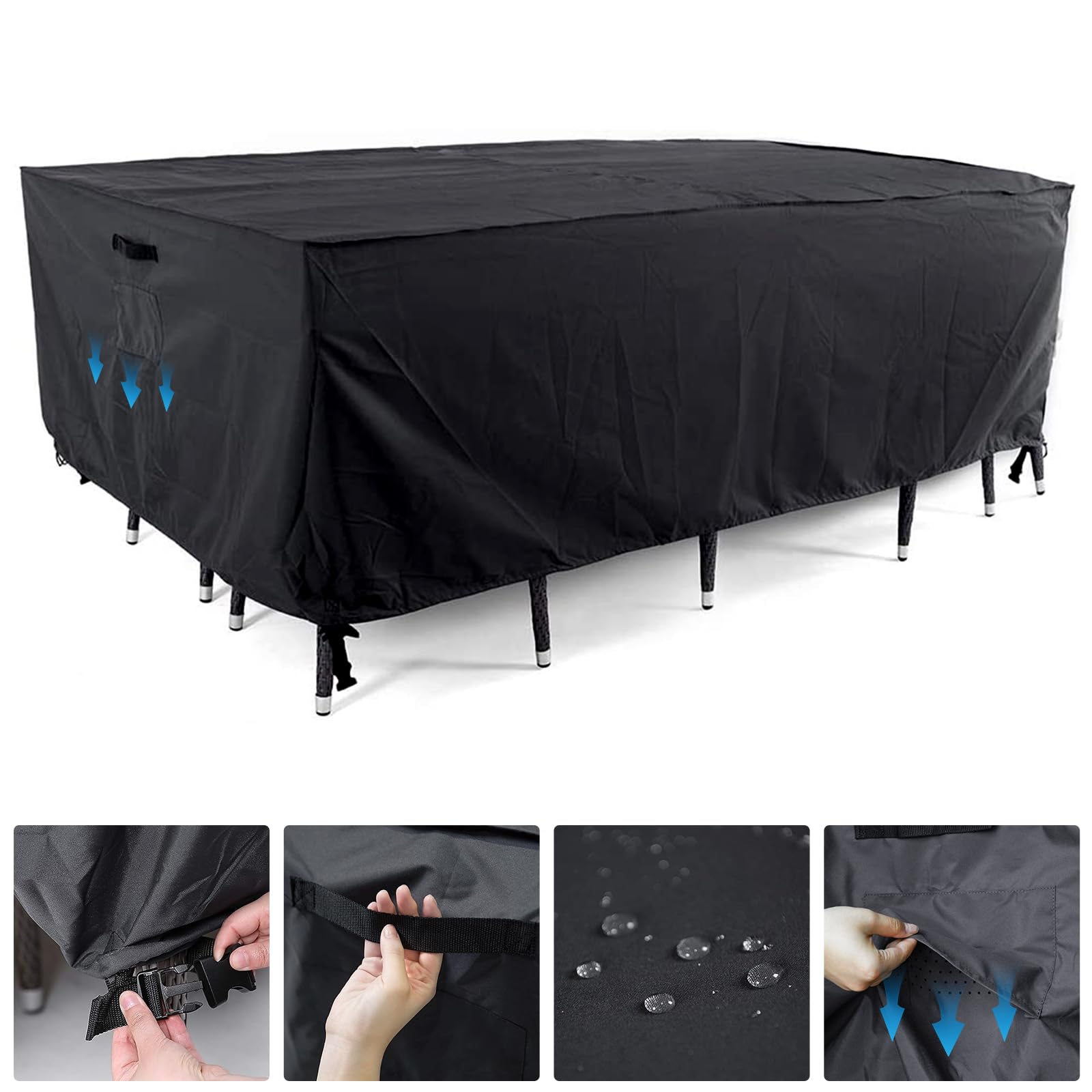 Tempera Outdoor Dining Set Cover for Outside Table and Chairs, Rectangle Patio Table Covers for Outdoor Furniture, Anti-Fading, 