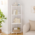 Wisuce Corner Shelf Stand - 4 Tier White Bamboo Small Corner Bookshelf for Office Kitchen Bedroom Plant Stand Living Room Decor 