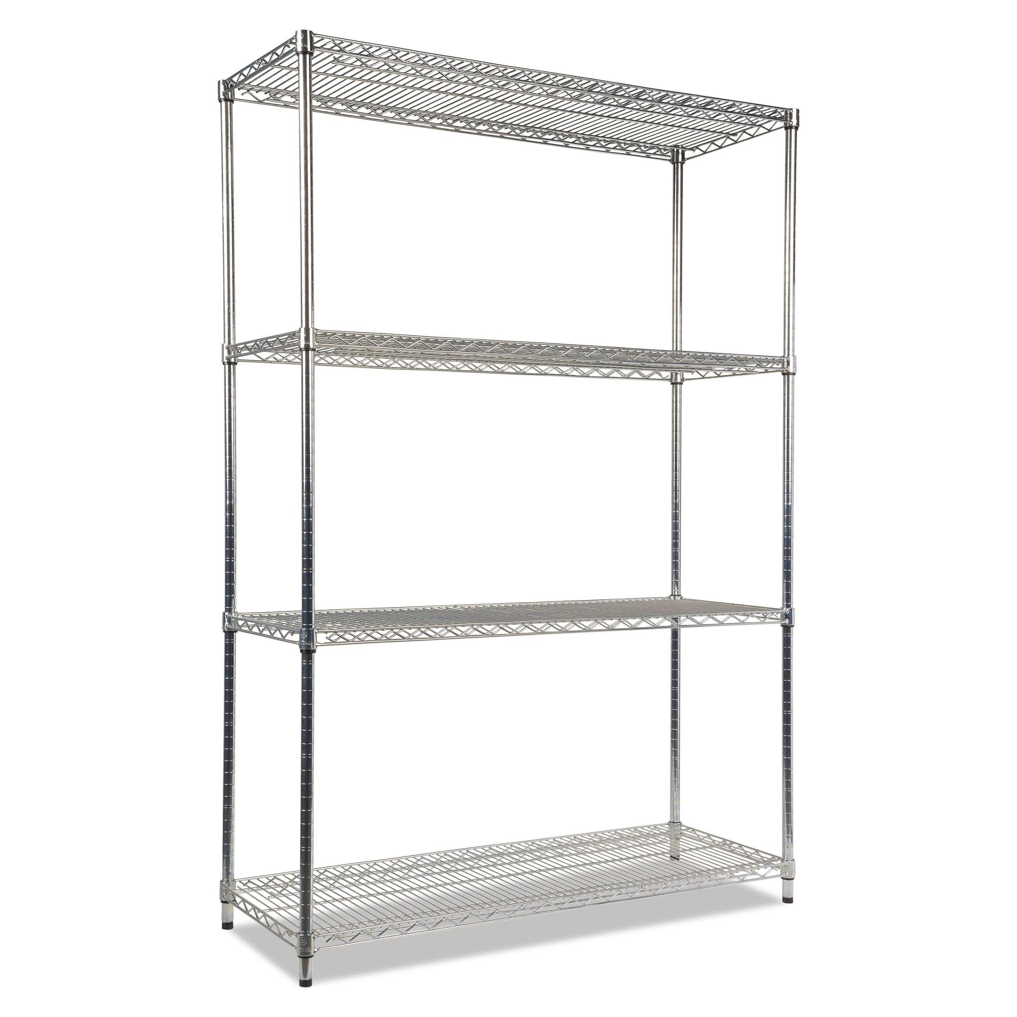 Alera ALESW504818SR NSF Certified Industrial 4-Shelf 48 in. x 18 in. x 72 in. Wire Shelving Kit - Silver