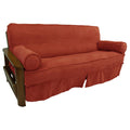 Blazing Needles Solid Microsuede Double Corded 8 to 9 Futon Slipcover Set with 2 Bolster Pillows (Set of 3), Full, Cardinal Red