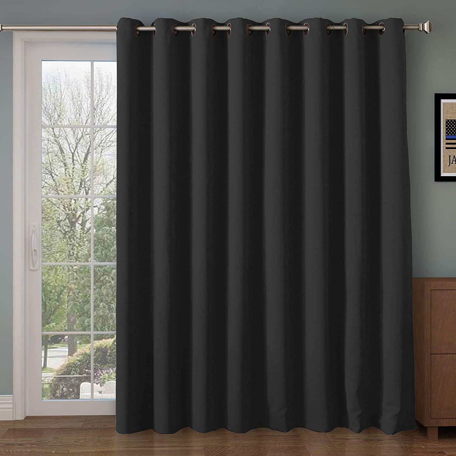 Rose Home Fashion Blackout Sliding Door Curtains, Room Darkening Thermal Insulated Curtains for Living Room Bedroom, Sliding Gla