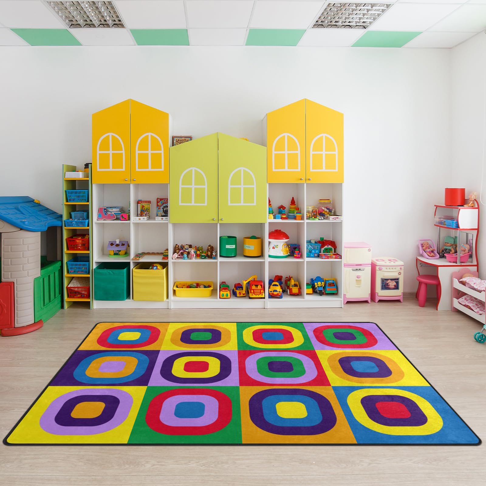 Kids Rug, Classroom Carpets Playmat Rugs - 6x9 Ft Kids Carpet with Rubber Backing, Colorful Childrens Classroom Seating Rug Pla