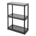 Gracious Living 3 Shelf Fixed Height Solid Light Duty Storage Unit with Floor Mount and Gloss Black Finish for Home, Garage, and