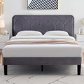 VECELO Queen Size Bed Frame, Velvet Upholstered Platform with Adjustable Headboard, Mattress Foundation with Solid Wood Slats, N