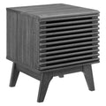 Modway Render Wood & Vinyl Record Display Stand with Hinged Door in Charcoal