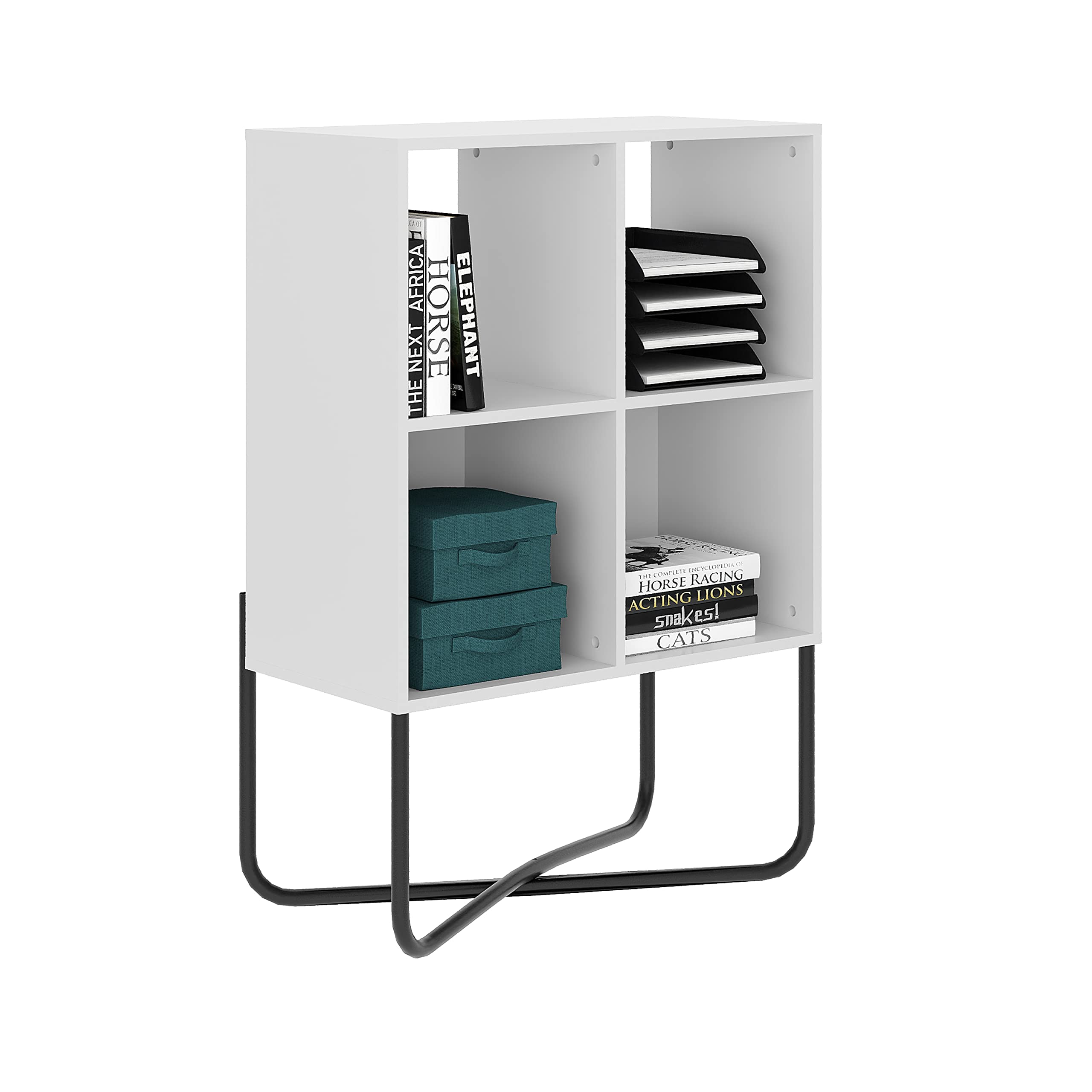 Techni Mobili 2-Tier Bookshelf, Cube Storage for Living Room or Home Office, Open Back Shelves for Display or Storage, White