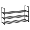 SONGMICS Shoe Rack, 3 Tier Shoe Organizer, Metal Shoe Storage Shelf for 15 Pairs of Shoes, Easy to Assemble, Entryway, Black ULS