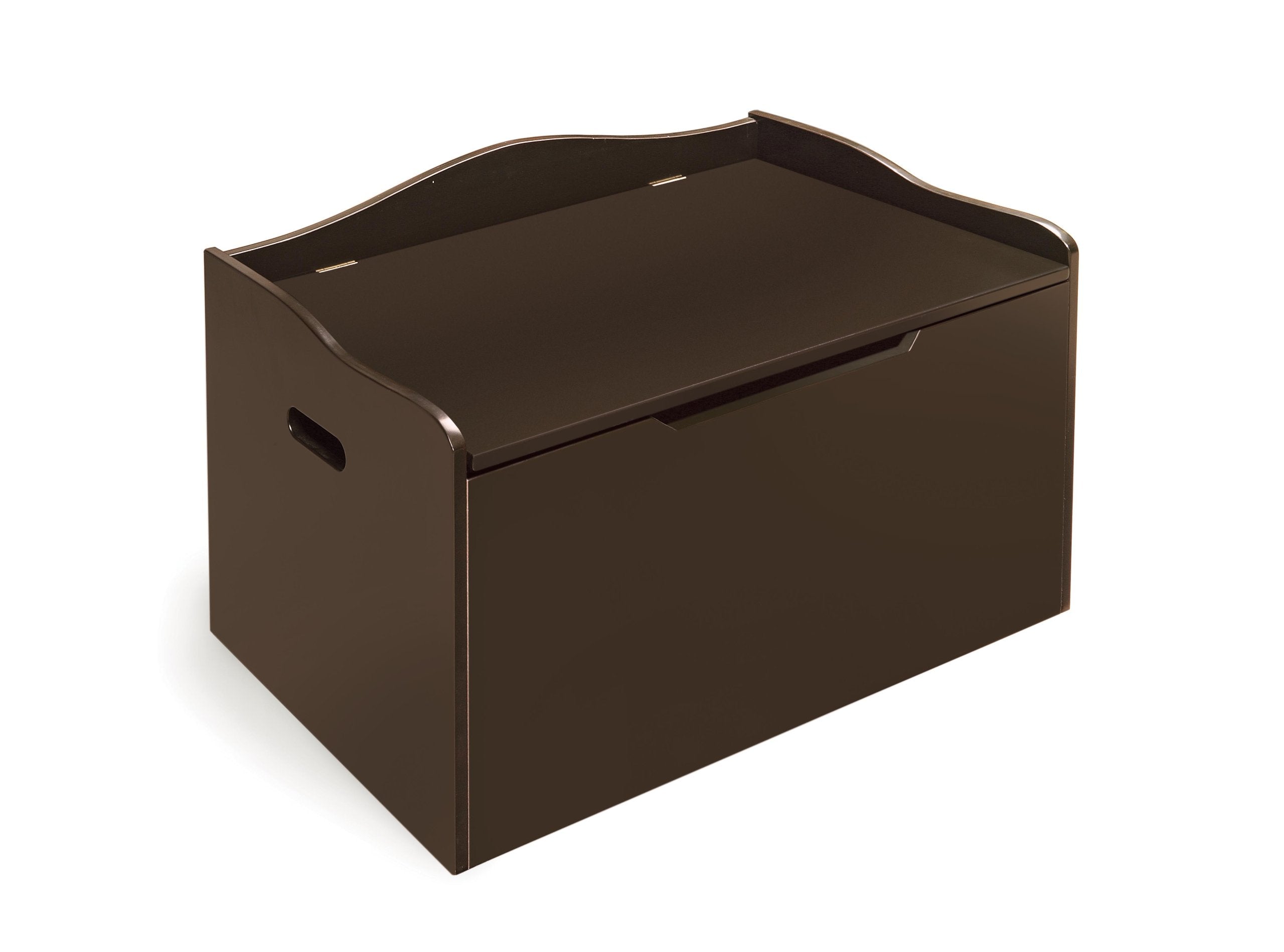Badger Basket Bench-Top Wooden Toy Box - Kids Storage Chest and Bench Combo with Dual Safety Hinges, Side Handles, Front Slot - 