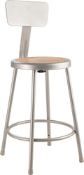 National Public Seating Steel Stool with 24 Hardboard Seat and Backrest, Grey