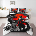 Feelyou Kids Samurai Comforter Set Twin Size, Japanese Samurai Bedding Set Warrior Bushido Comforter for Boys Girls Black Dragon