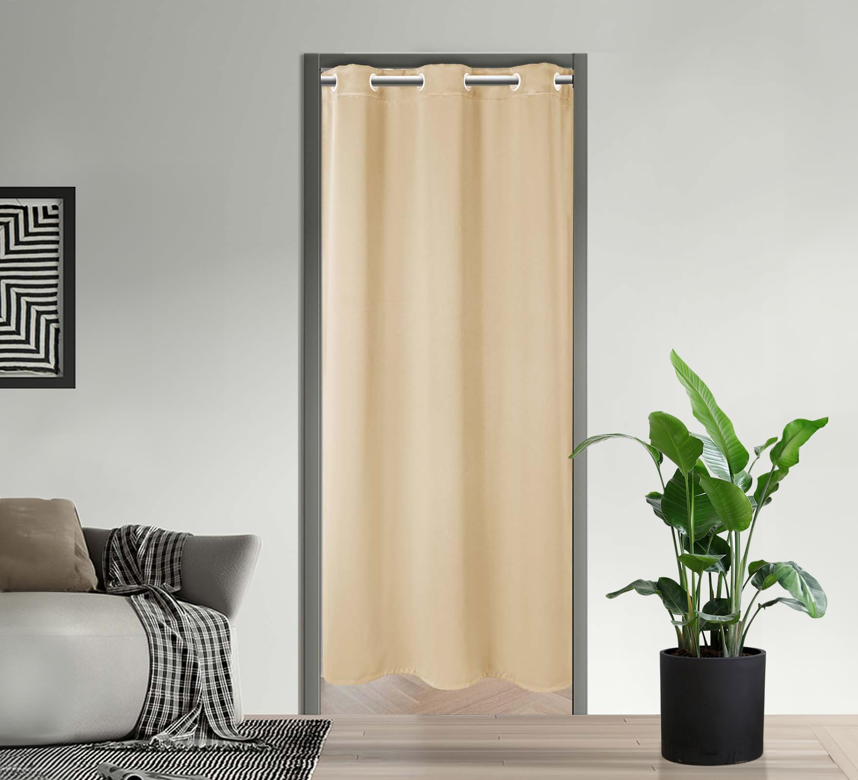 PI Blackout Door Curtains,Thermal Insulated Room Darkening PRICACY Doorway Curtain Window Treatment,Room Divider Curtain Closet 
