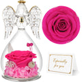 Yamonic Mom Birthday Gifts for Mom, Christmas Angel Figurines with Real Rose Gifts for Her Mom Grandma,Preserved Flowers Rose An