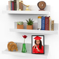 Icona Bay 16 Inch Floating Shelves for Wall, Set of 3 in Powder White, Modern Rustic Style, Wall Mounted Display Shelves, Pictur