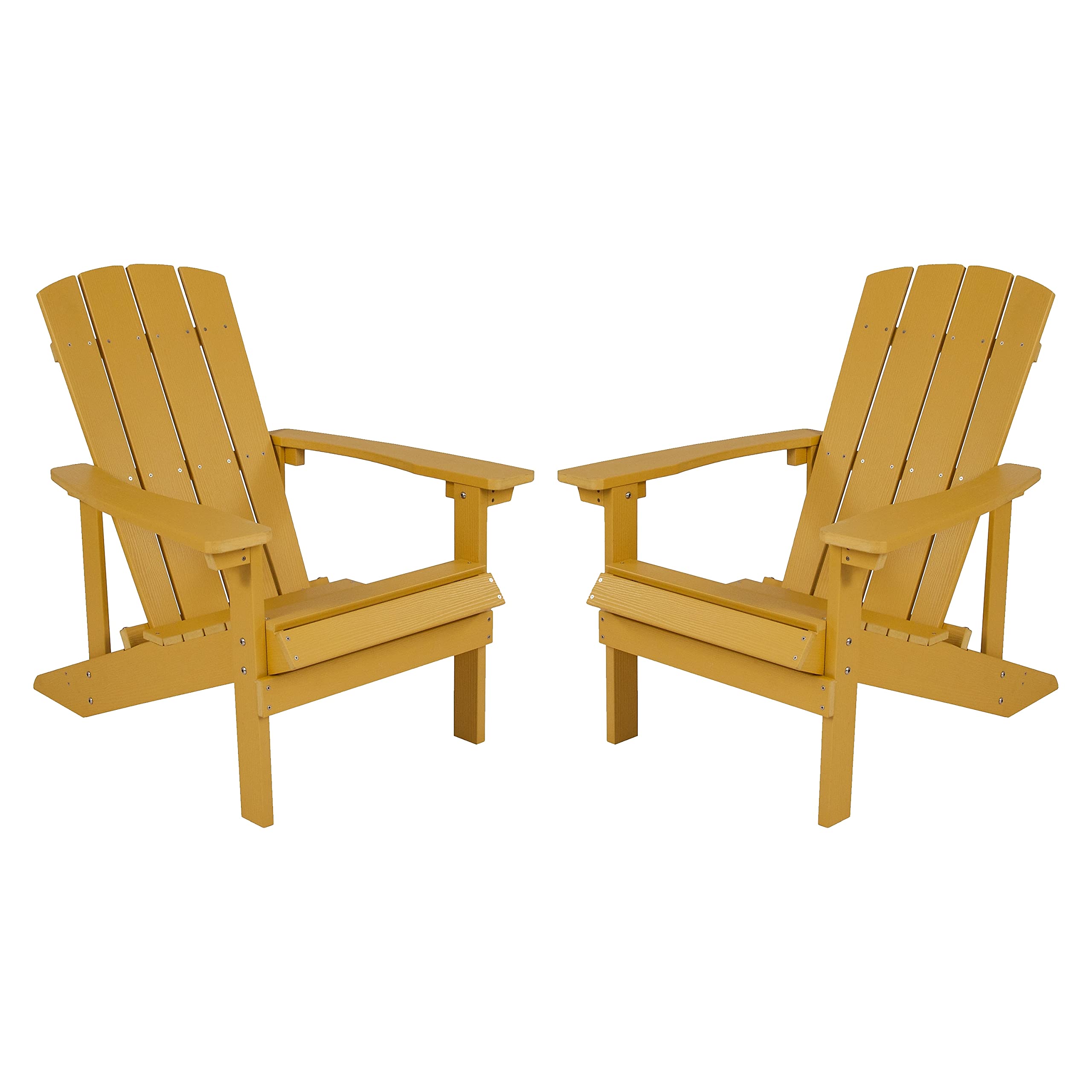 Flash Furniture Charlestown Poly Resin Adirondack Chair - Yellow - All Weather - Indoor/Outdoor - Set of 2