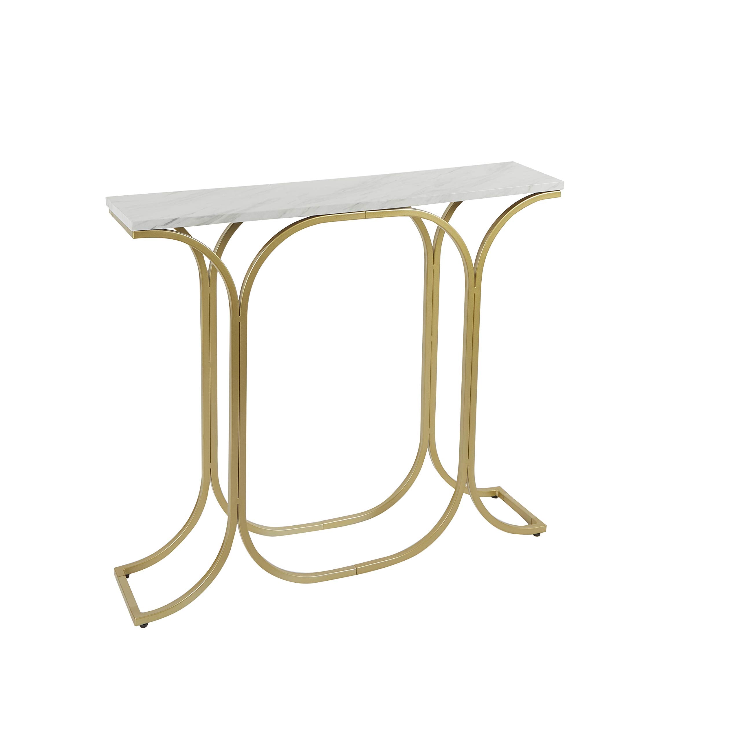 Silverwood Suzanne Slim Faux Marble Console Table, 8 L x 36 W x 30. 7 H, Gold