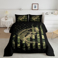 Bass Fish Comforter Set Twin Size Fisherman Camouflage Bedding Set Pike Fish Camo American Flag Comforter for Women Men Fsihing 