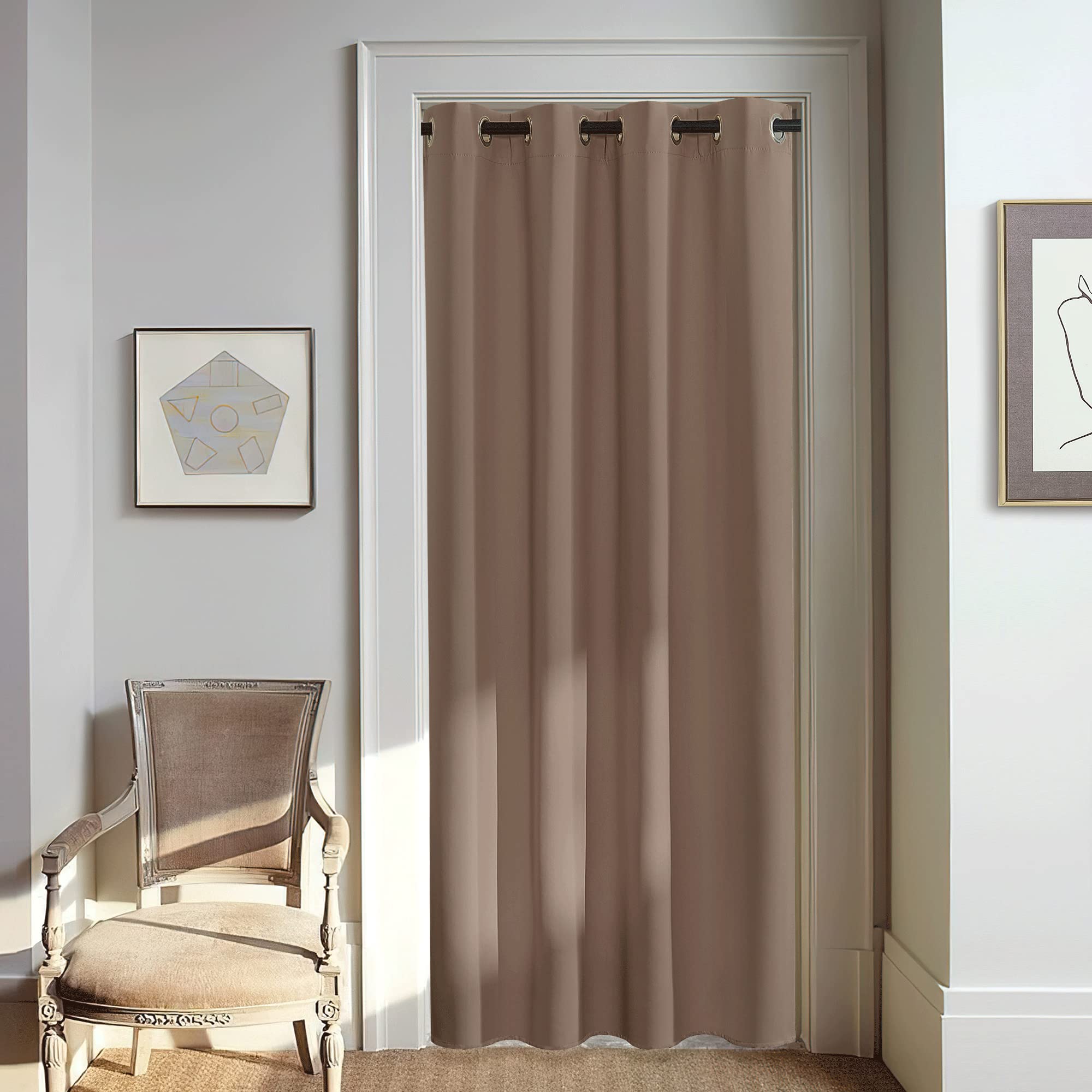 NICETOWN Blackout Doorway Curtain 80 inches Long for Bedroom - Grommet Light & Heat Blocking Window Treatments Sound Reducing Dr