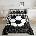 Feelyou Soccer Bedding Set for Girls Boys Kids Twin Size Black White Comforter Room Decorative Geometric Pattern Comforter Set S