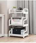 Natwind 3-Tier Printer Stand with Wheels Movable Storage Cart Floor-Standing Multi-Purpose Shelf Rack for Media Player Scanner F