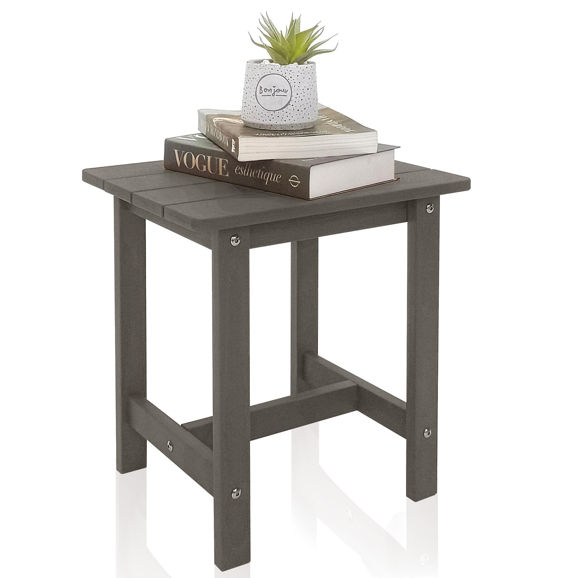 Meluvici Outdoor Side Table, Small Adirondack Side Table for Adirondack Chair - Indoor Outdoor End Table - HDPS (Grey)