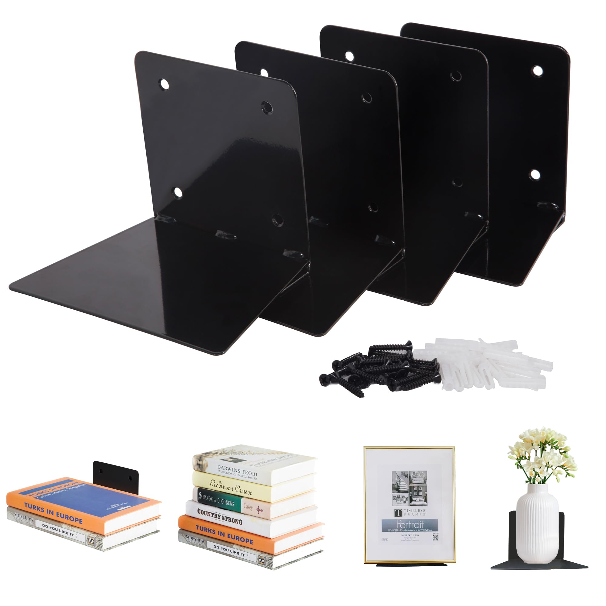 STORAGE MANIAC Floating Book Shelves for Wall Mounted Invisible Floating Bookshelves Heavy-Duty Steel Hidden Bookshelf Hanging B