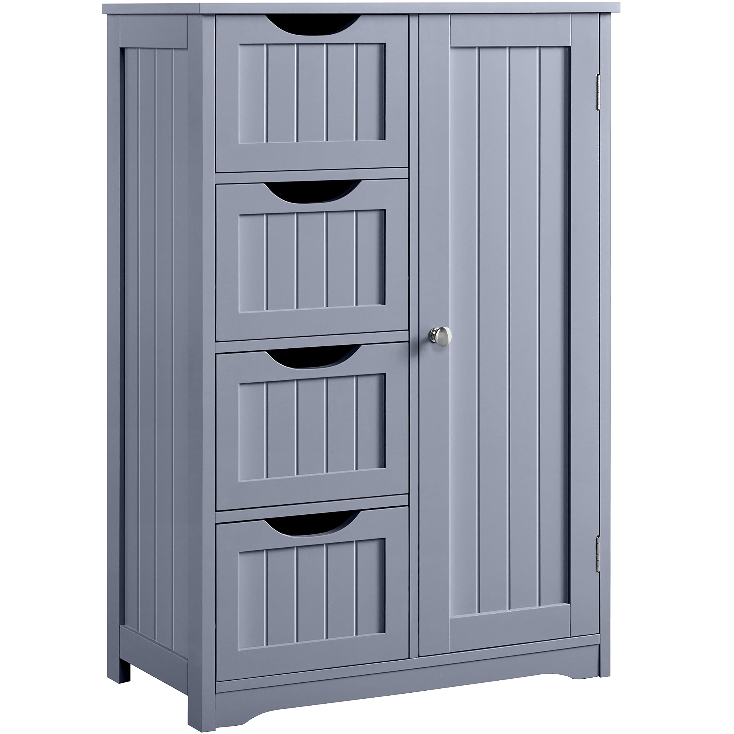 Yaheetech Bathroom Floor Cabinet, Freestanding Storage Organizer Unit Kitchen Cupboard W/ 4 Drawers & Adjustable Shelves, Using 