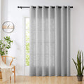 Linen Grey Sheer Curtains for Bedroom 96 inches Long Sliding Door Curtain for Extra Wide Windows White Room Divider Rich Linen T
