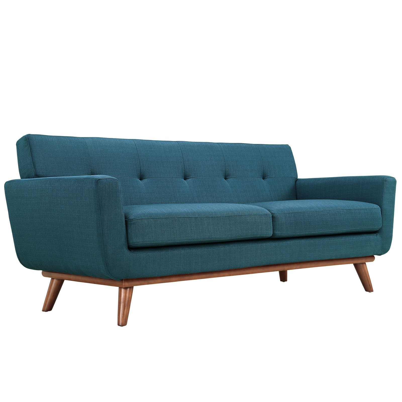 Modway Engage Mid-Century Modern Upholstered Fabric Loveseat in Azure