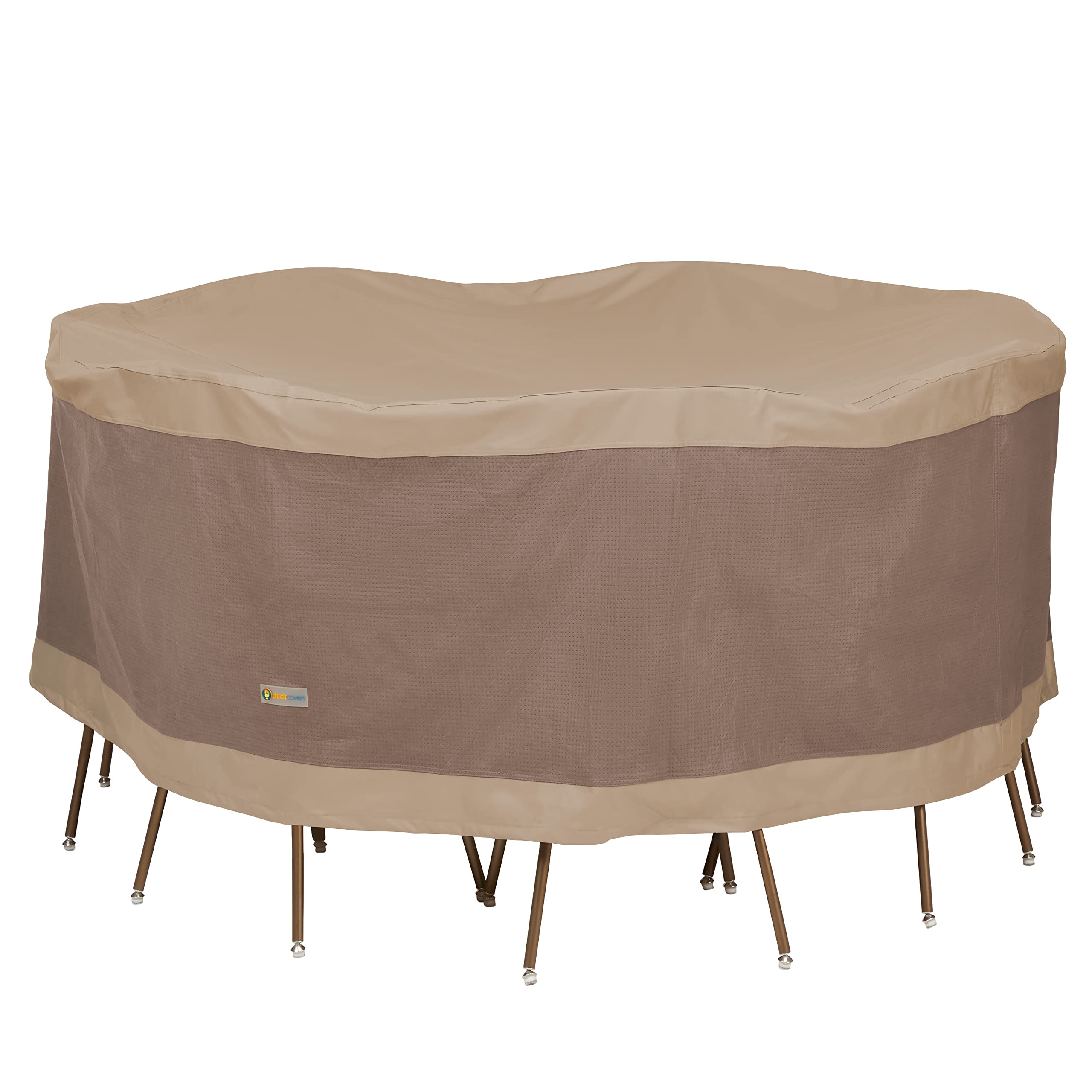 Duck Covers Elegant Waterproof 72 Inch Round Patio Table & Chair Set Cover, Outdoor Table and Chair Cover