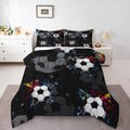 jejeloiu Boys Soccer Comforter Set Queen Size Kids Football Bedding Set for Girls Teens Sports Ball Gaming Duvet Quilt Room Deco