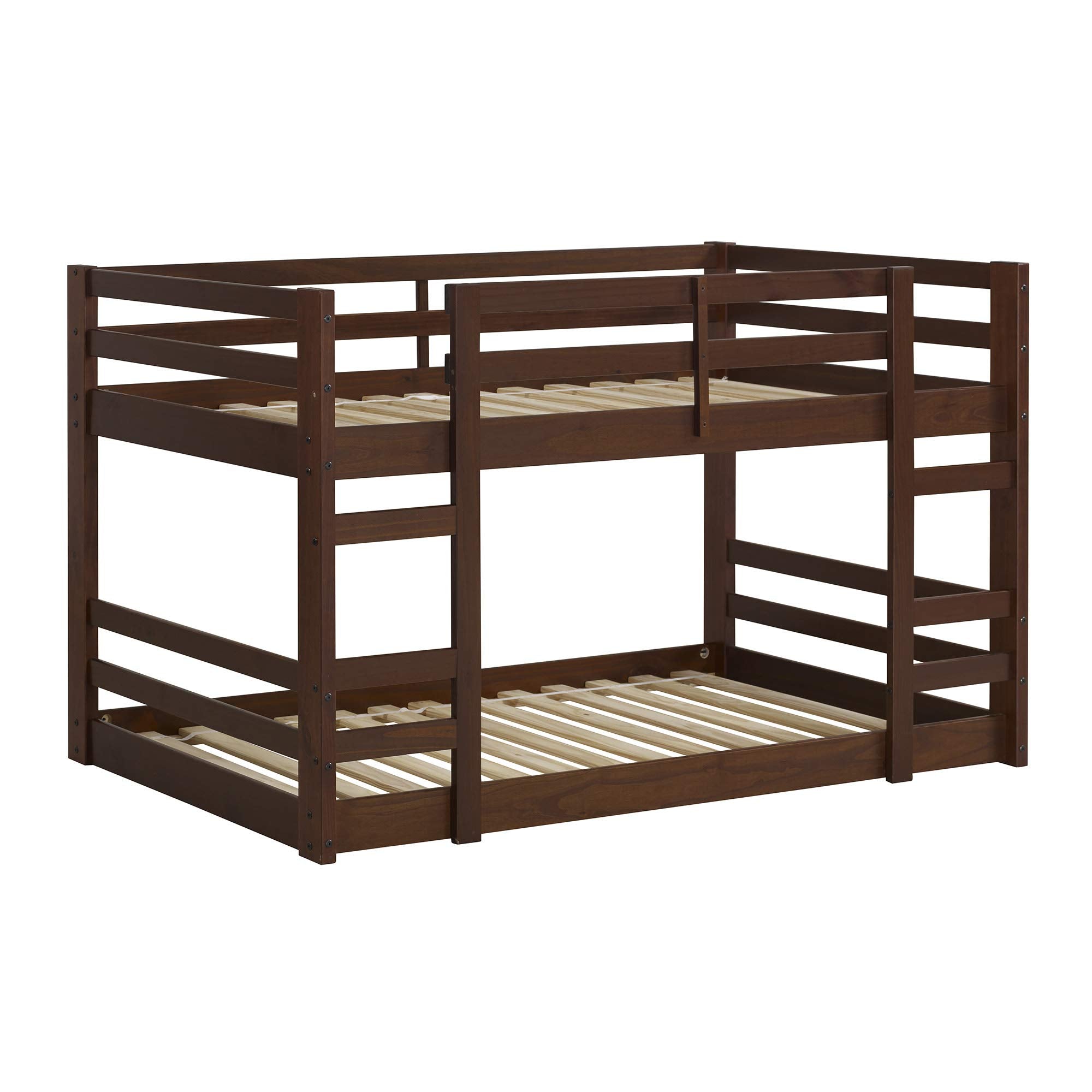Walker Edison Alexander Classic Solid Wood Stackable Jr Twin over Twin Bunk Bed, Twin over Twin, Walnut