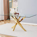 51inch Dining Table for 4-6 Pepole, Modern Glass Dining Table with 0.39 Thick Glass Top and Stainless Steel Legs, Kitchen Table 