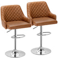 VECELO Bar Stools Set of 2, Modern PU Leather Adjustable Bar Stools with Back, 360 Swivel Bar Height Stools for Kitchen Counter 