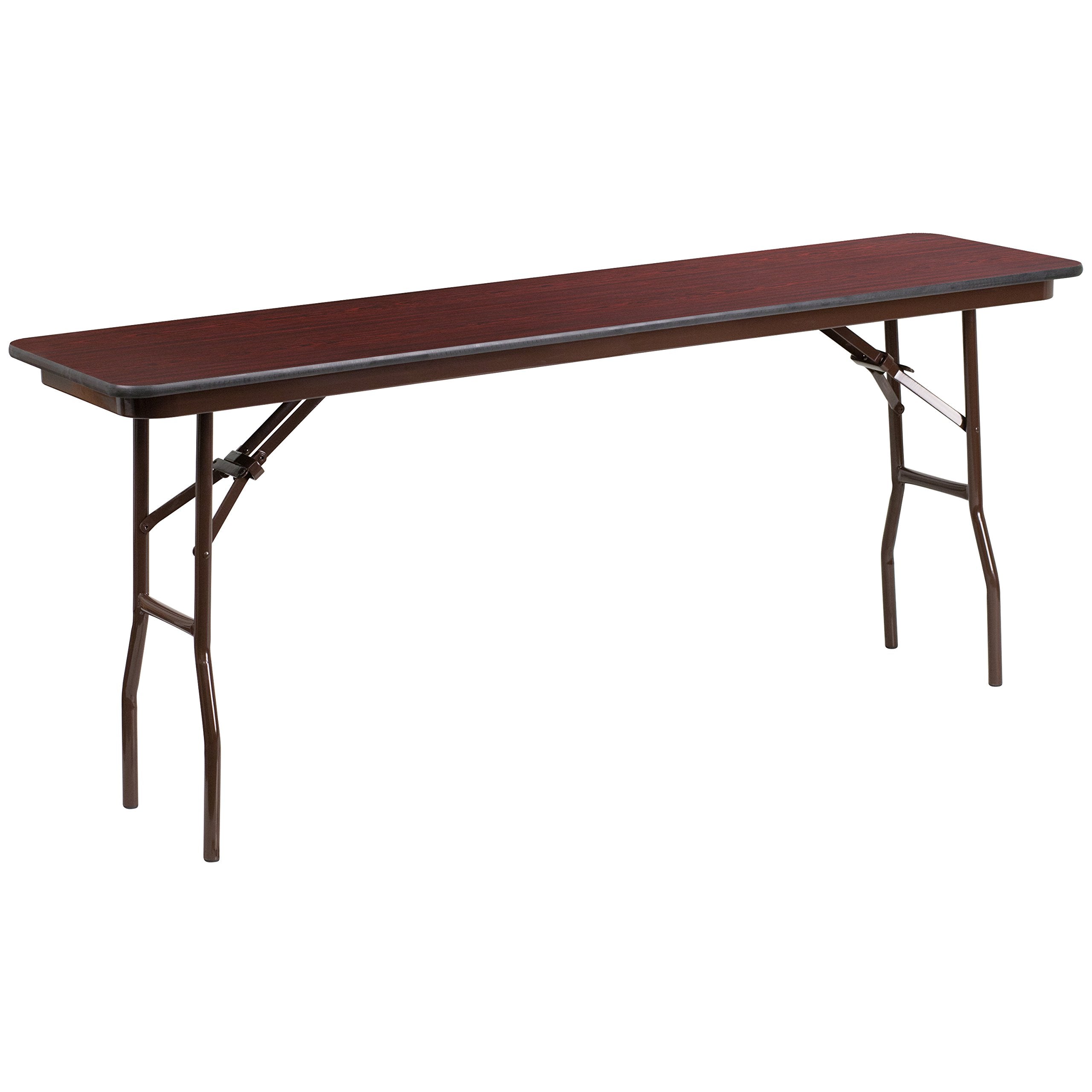 Flash Furniture Frankie 6 Mahogany Melamine Laminate Folding Training and Event Table, Rectangular Folding Training Table, Brow